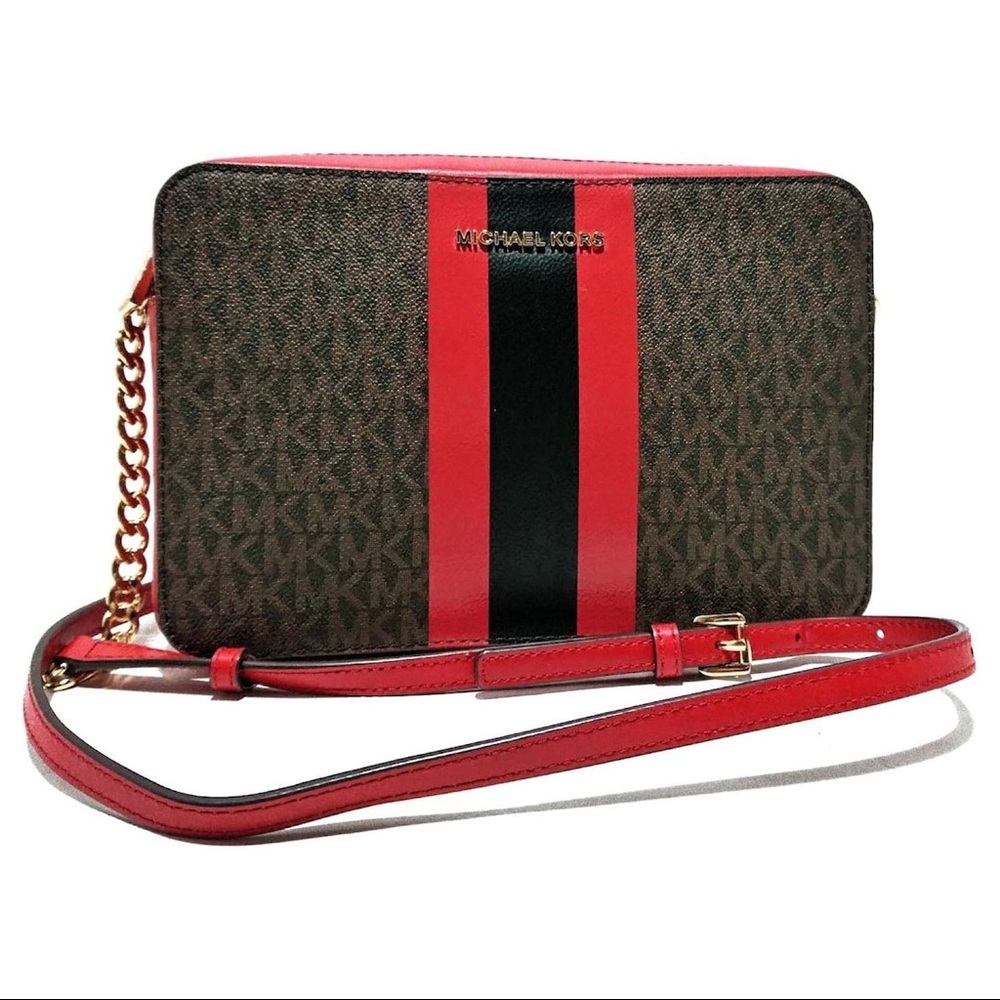 NWOT - MICHAEL Michael Kors Jet Set Medium Logo Stripe Camera Bag